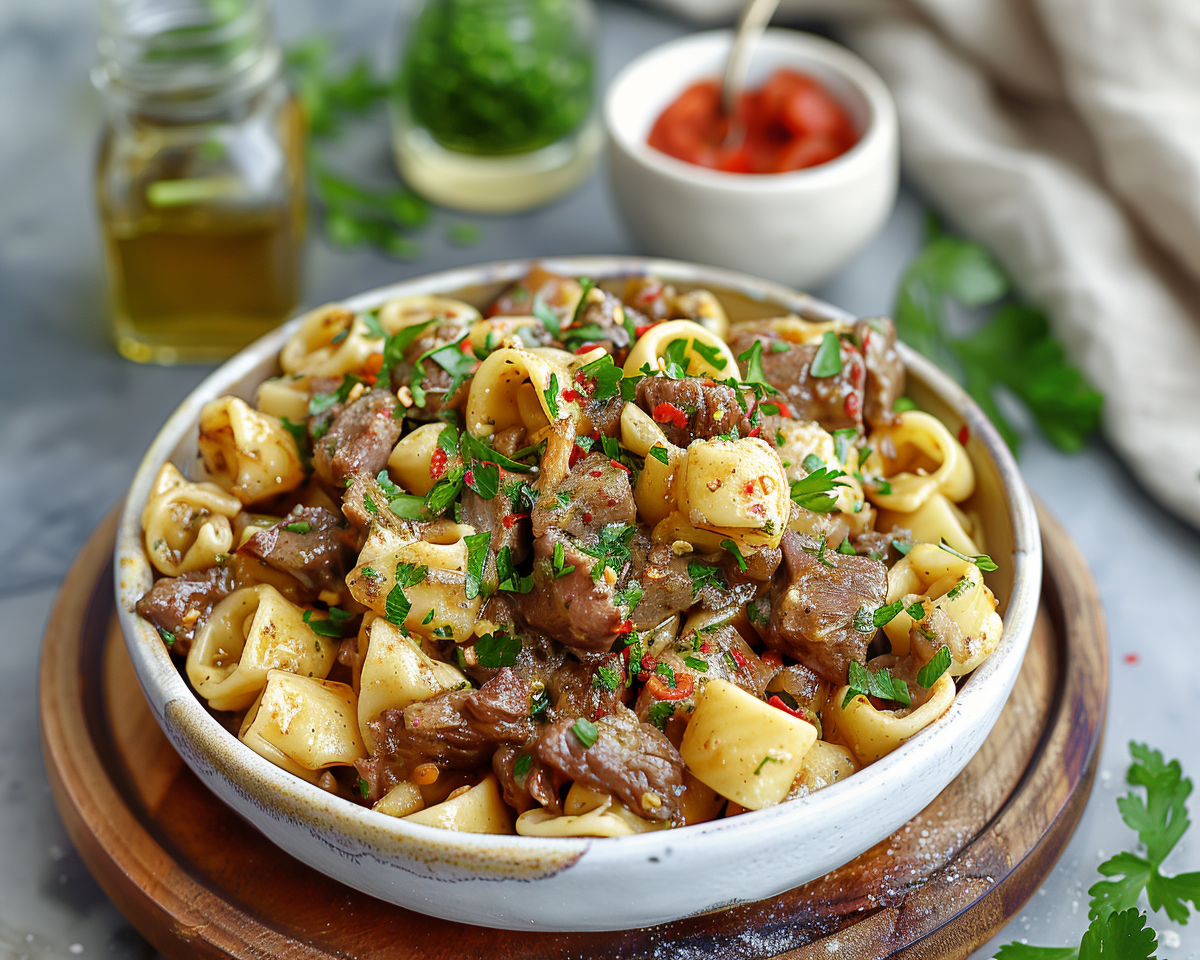 Philly Cheesesteak Tortellini Pasta