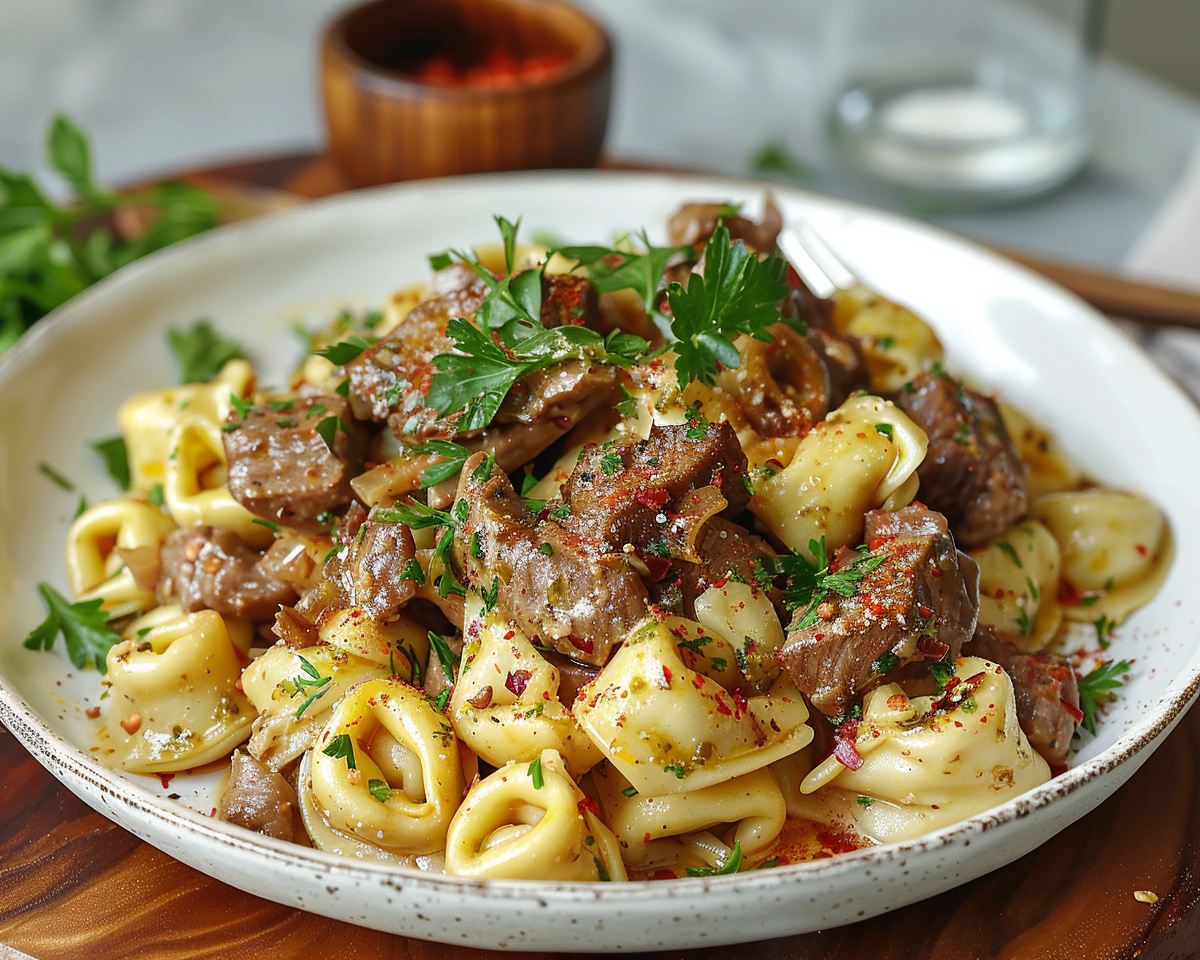 Philly Cheesesteak Tortellini Pasta