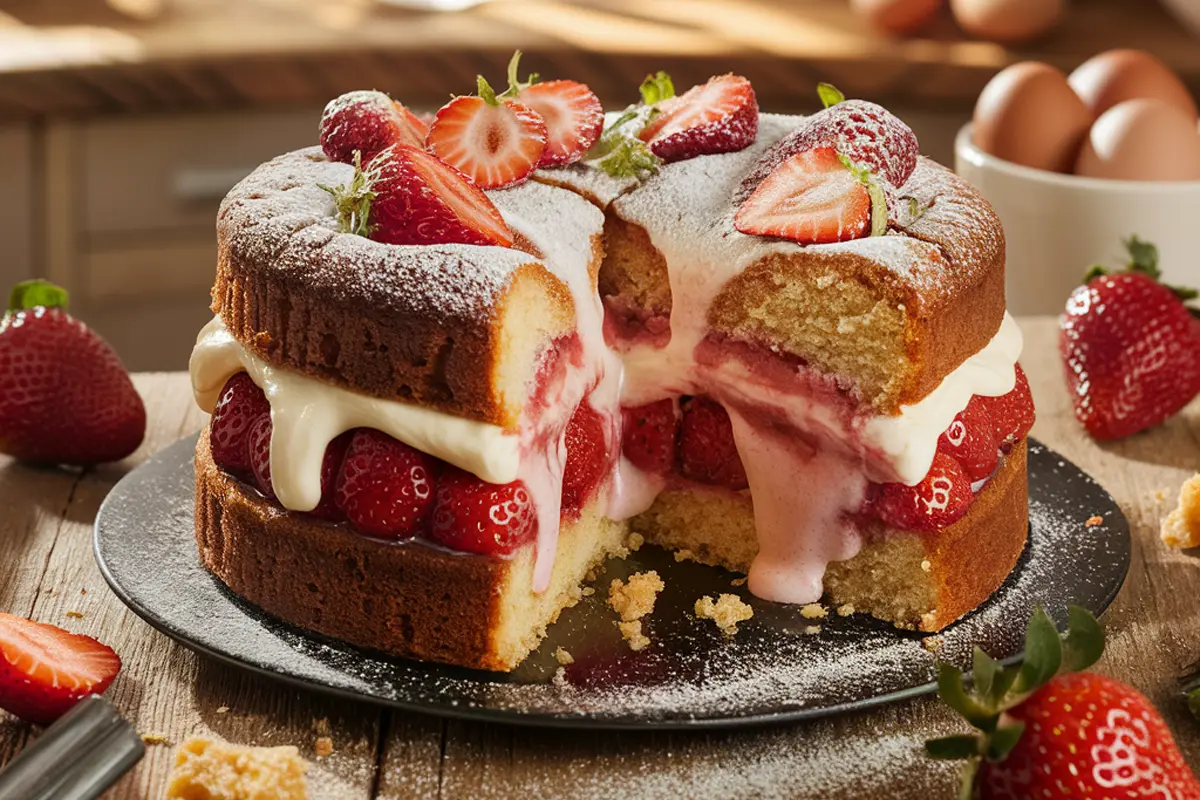 Strawberry Earthquake Cake