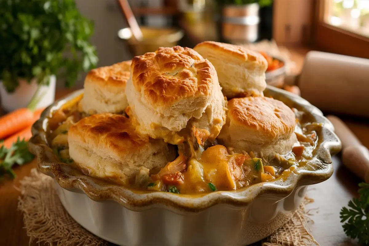 Chicken Pot Pie with Biscuits