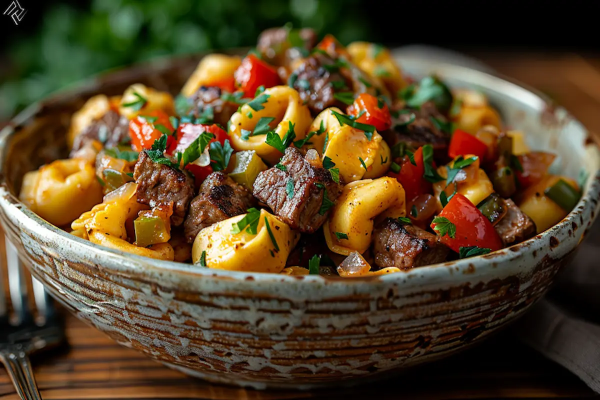 philly cheesesteak tortellini pasta