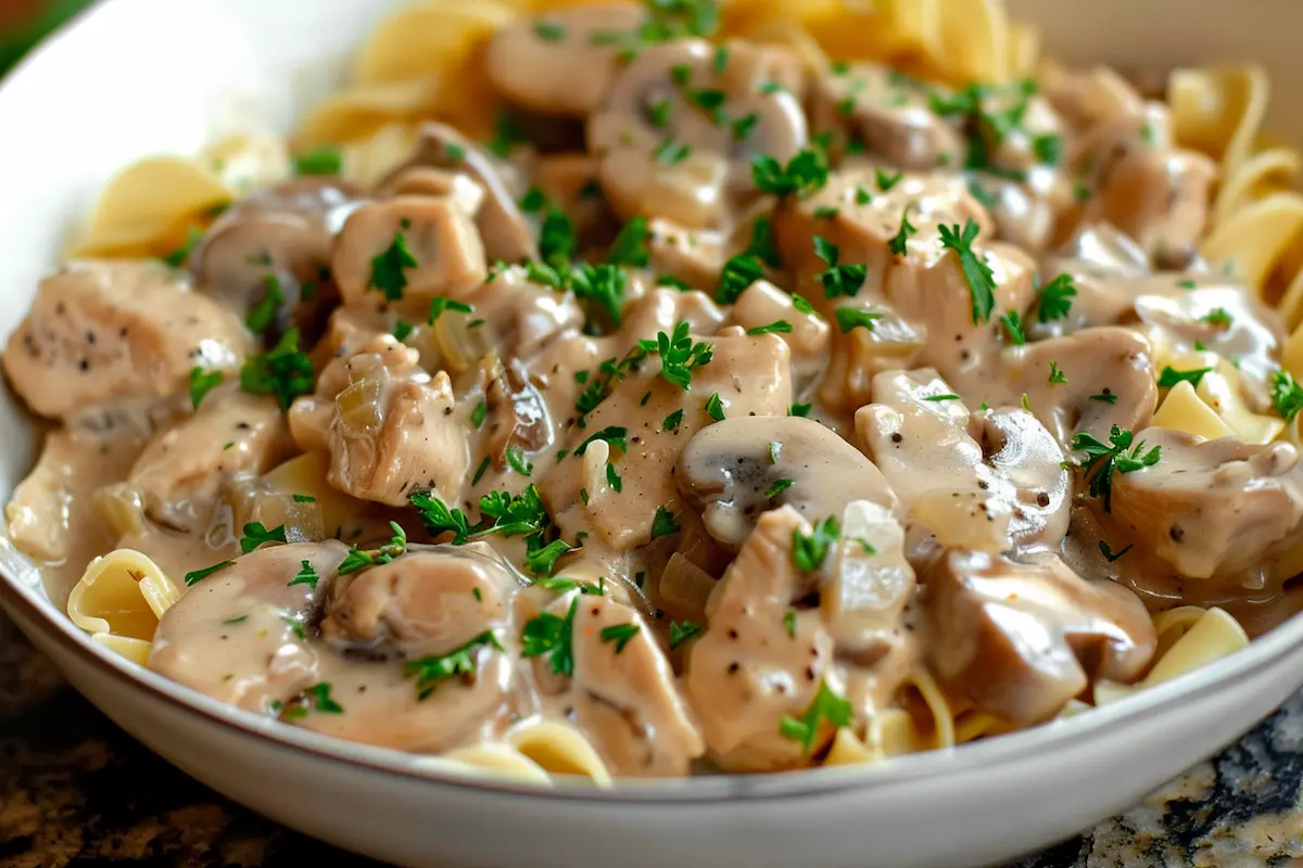 Slow Cooker Chicken Stroganoff