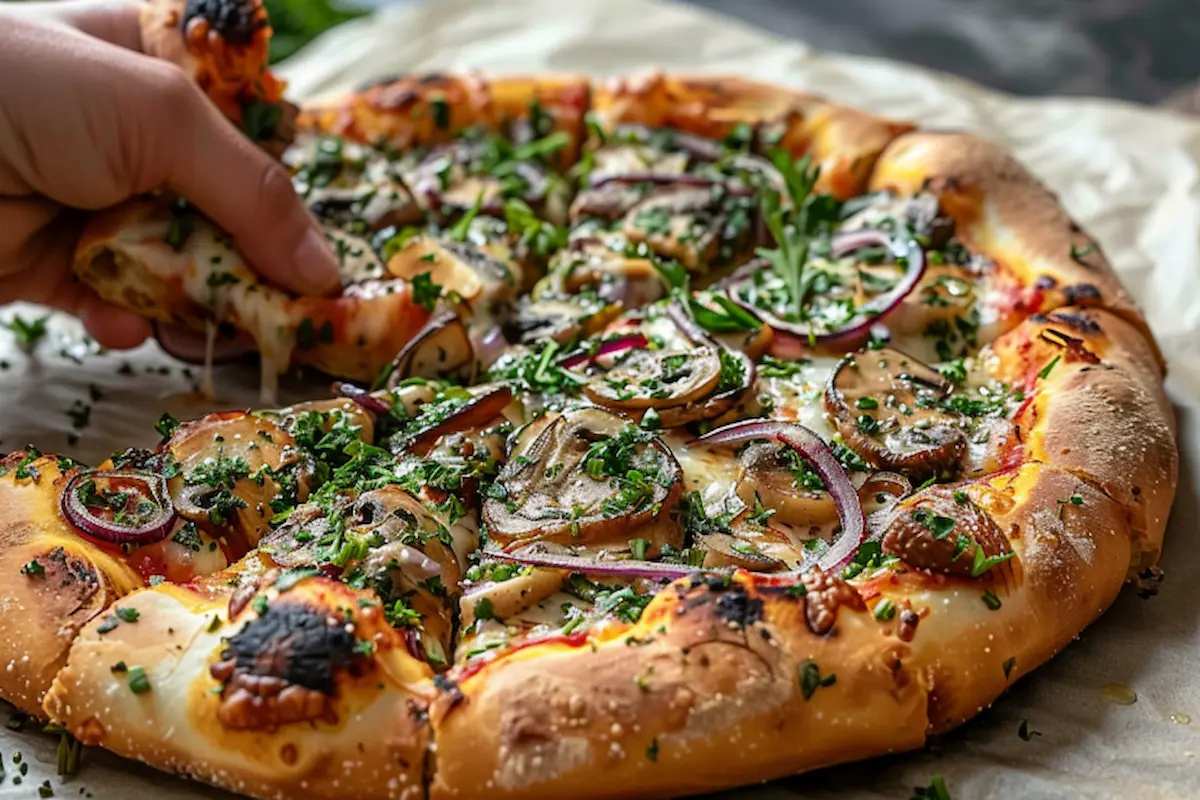 Vegan Chimichurri Pizza with Mushrooms