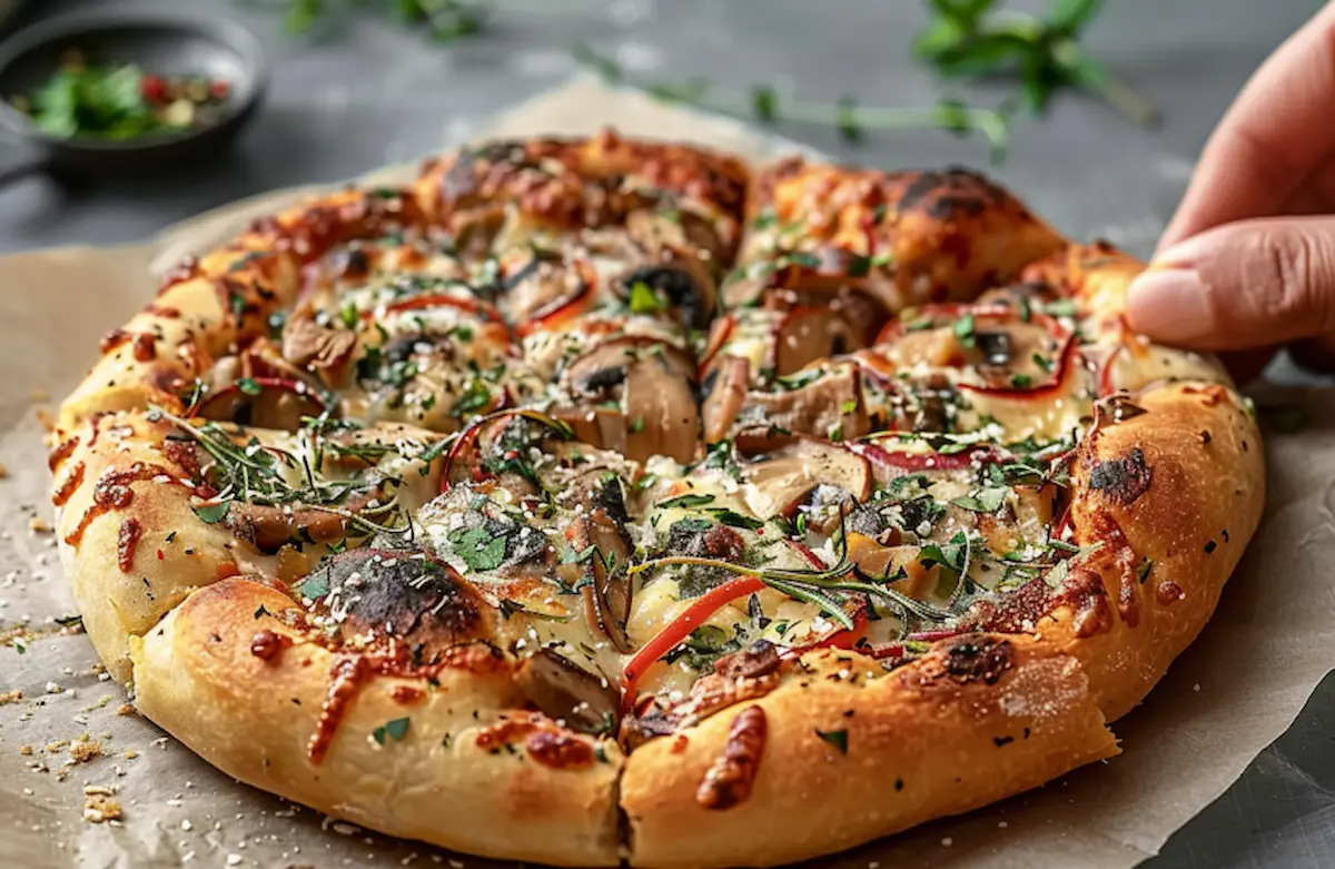 Vegan Chimichurri Pizza with Mushrooms