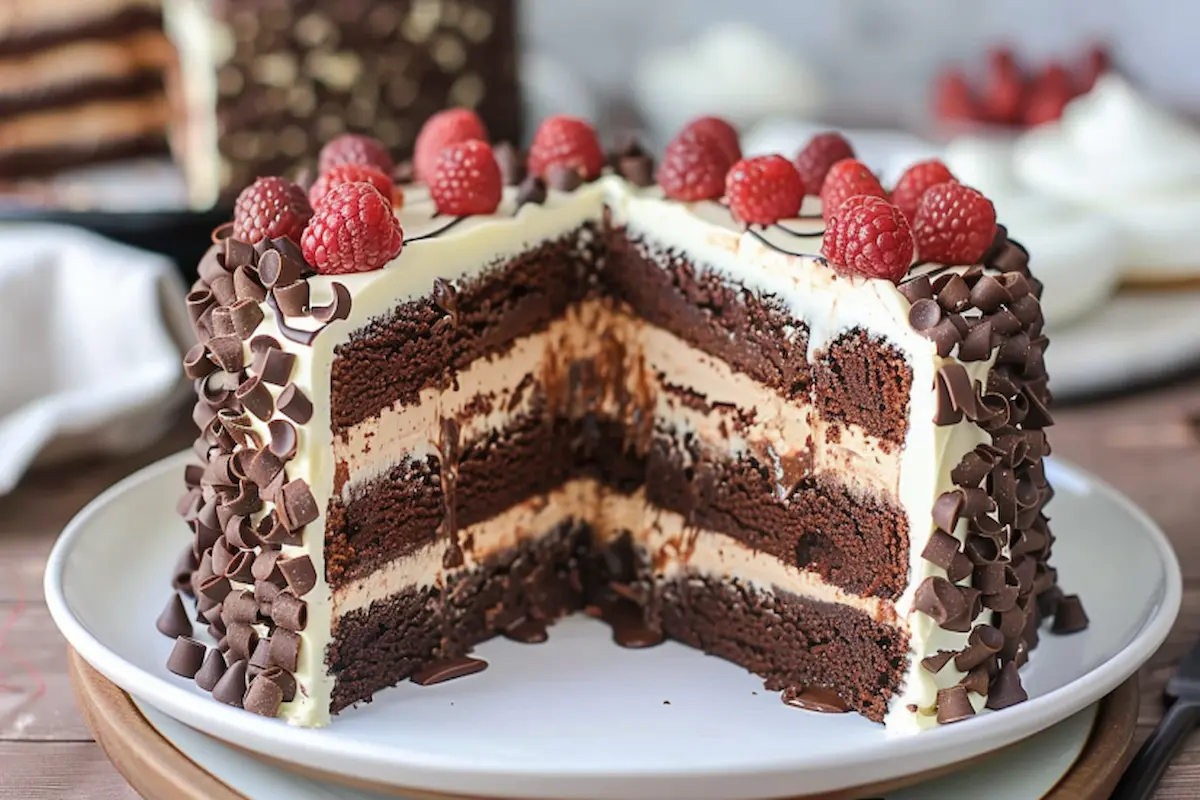 What are the layers in a Costco tuxedo cake