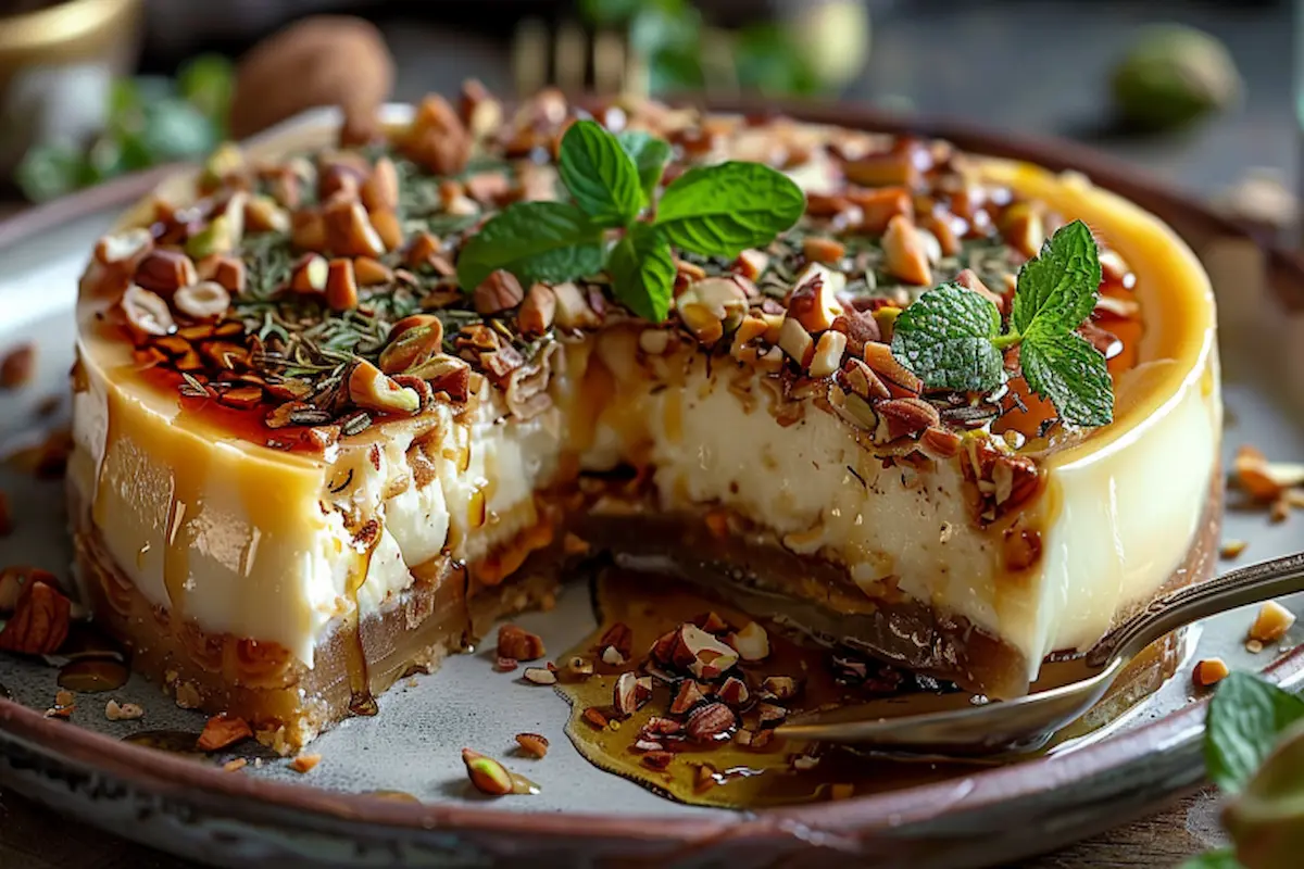 honey pistachio baklava cheesecake