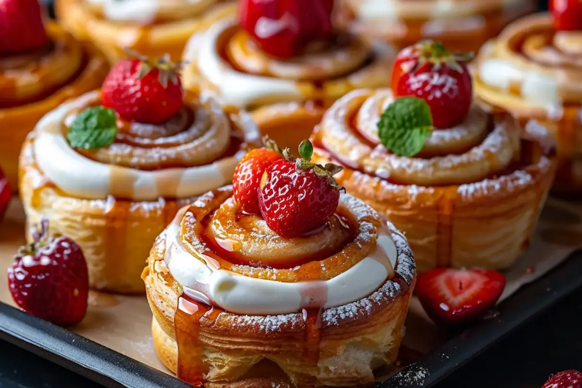 strawberry cheesecake cinnamon rolls Recipe