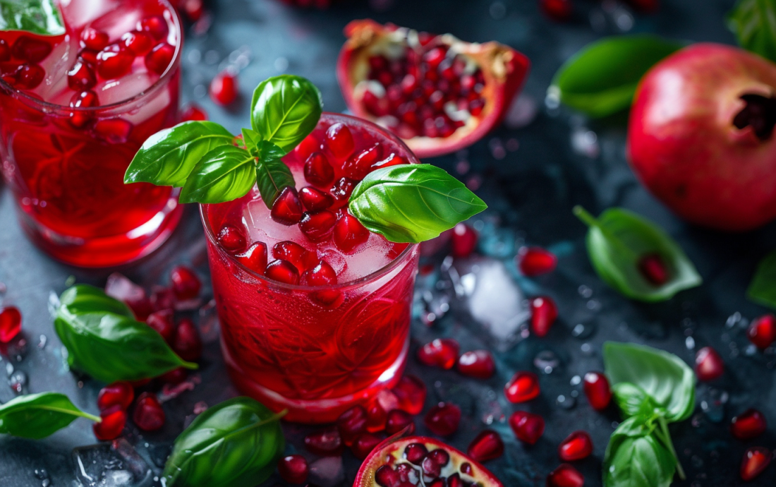 Pomegranate Basil Mocktail